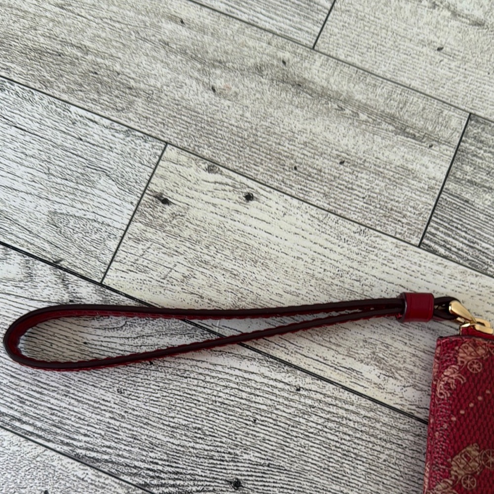 Coach Red Wristlet Horse and Carriage Dot Print - Picture 10 of 13